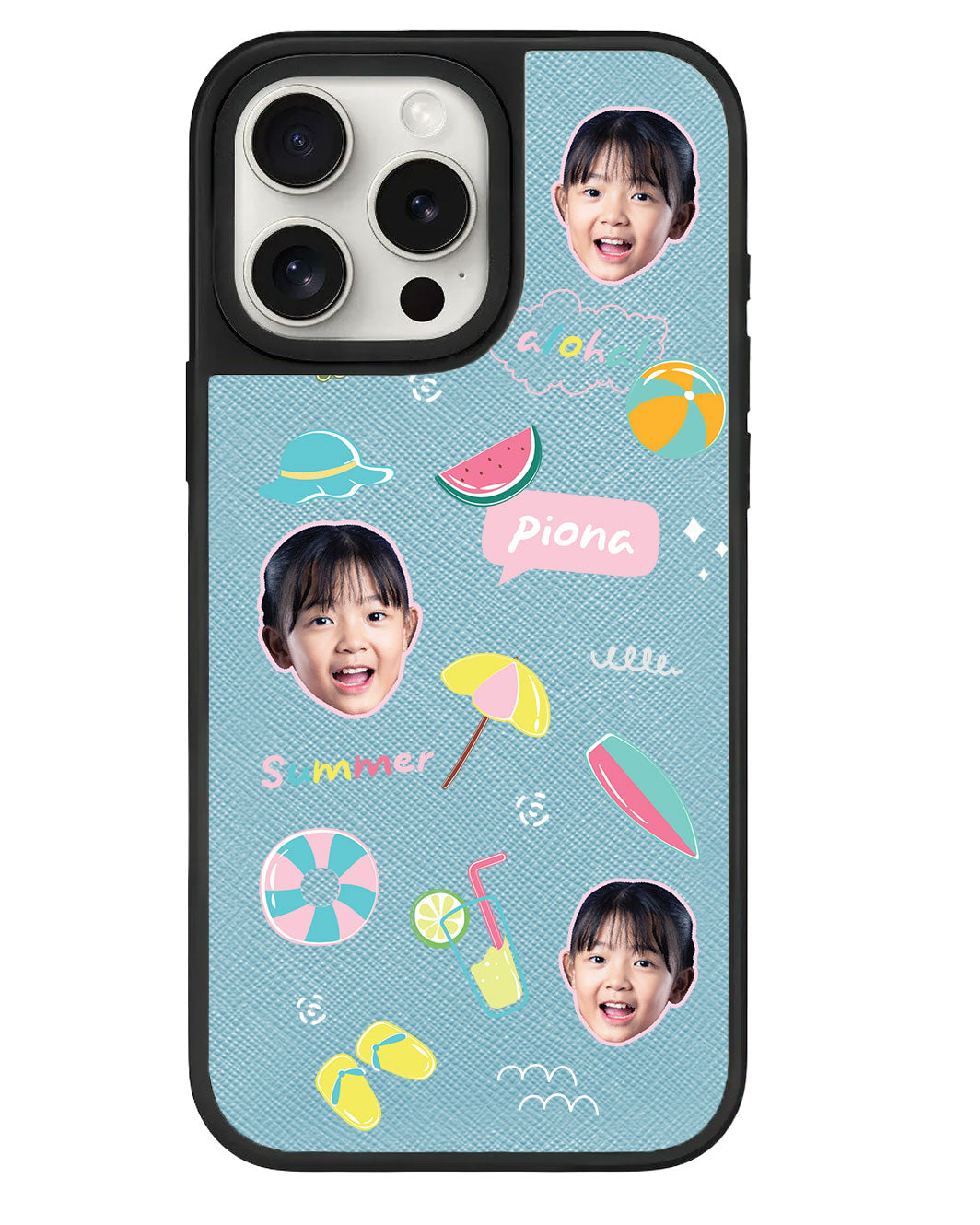iPhone Leather Grip - Face Grid Summer
