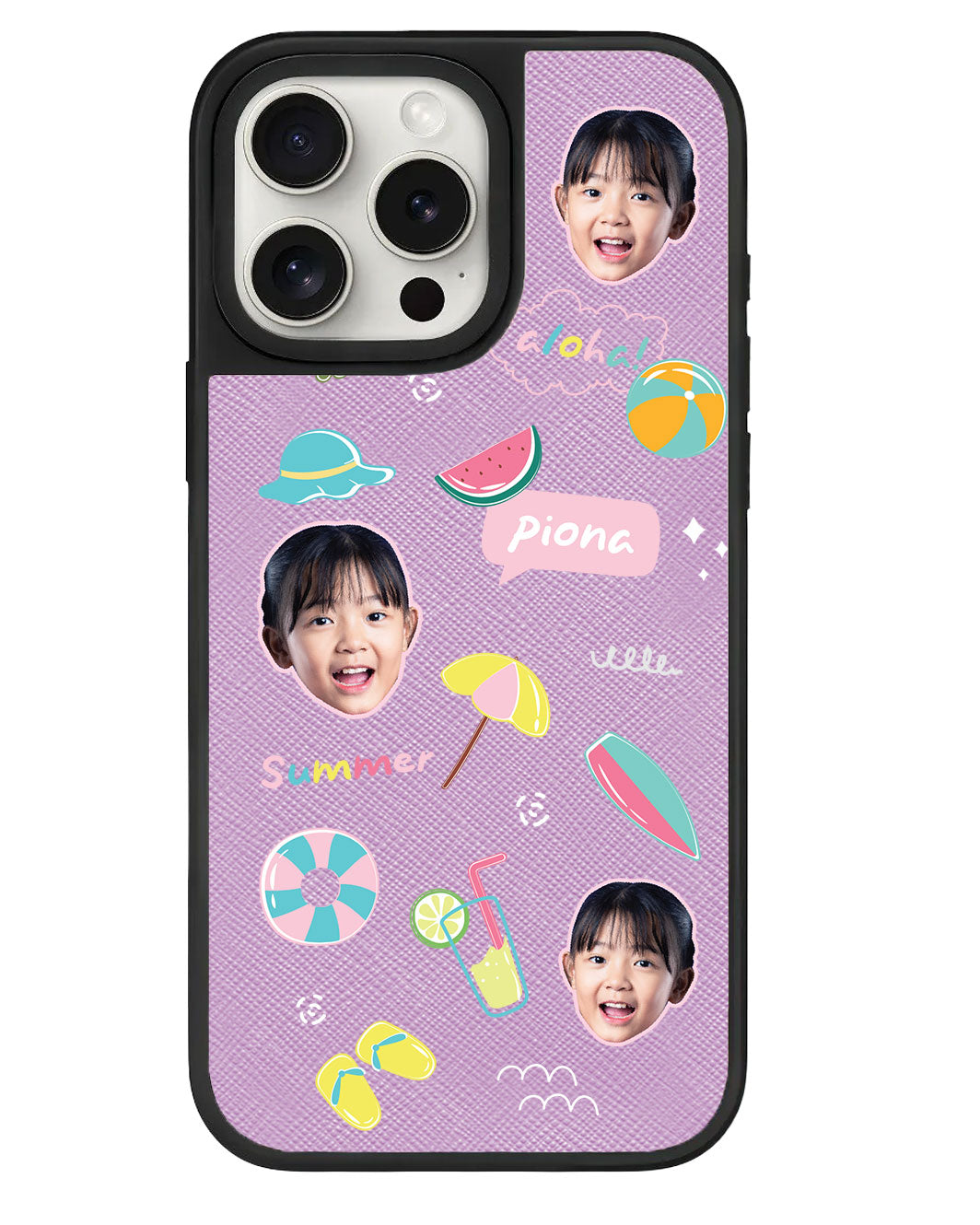 iPhone Leather Grip - Face Grid Summer