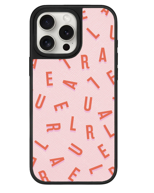 iPhone Leather Grip - CUSTOM MONOGRAM 1.0 Coral