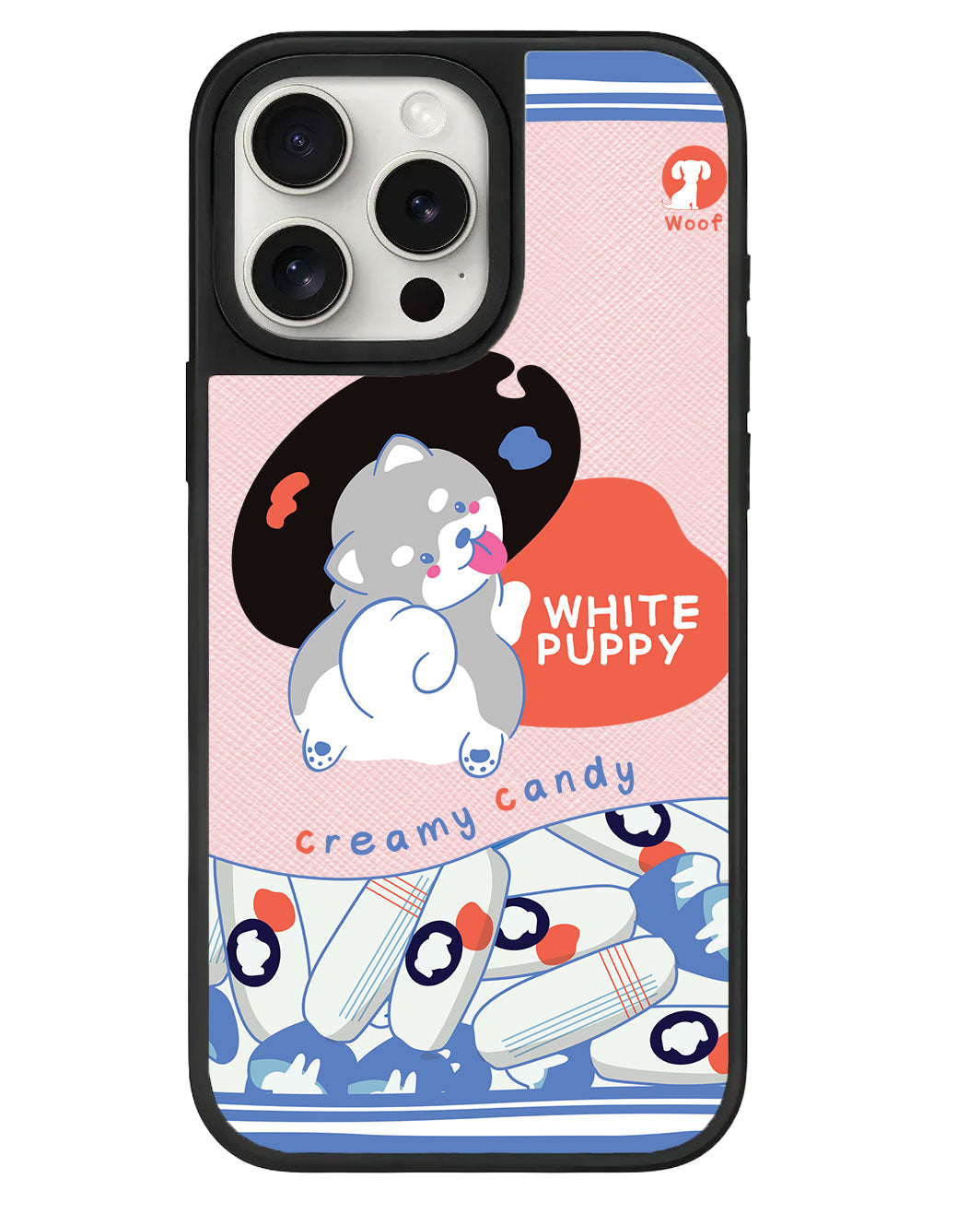 iPhone Leather Grip - White Puppy