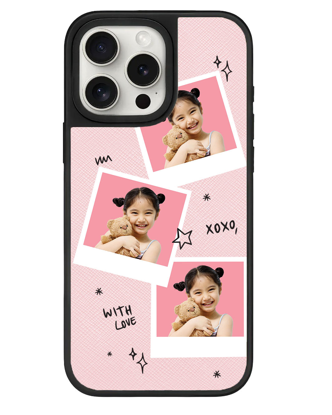 iPhone Leather Grip - Face Grid White Polaroid