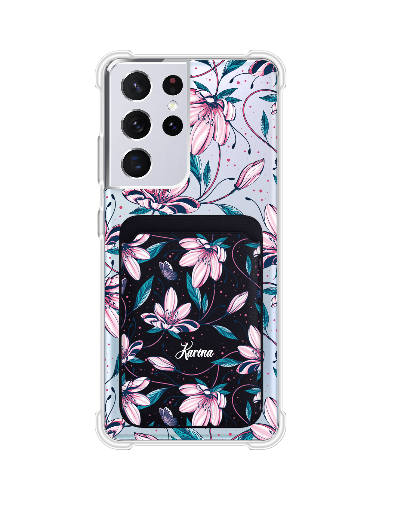 Android Magnetic Wallet Case - Pink Tulip