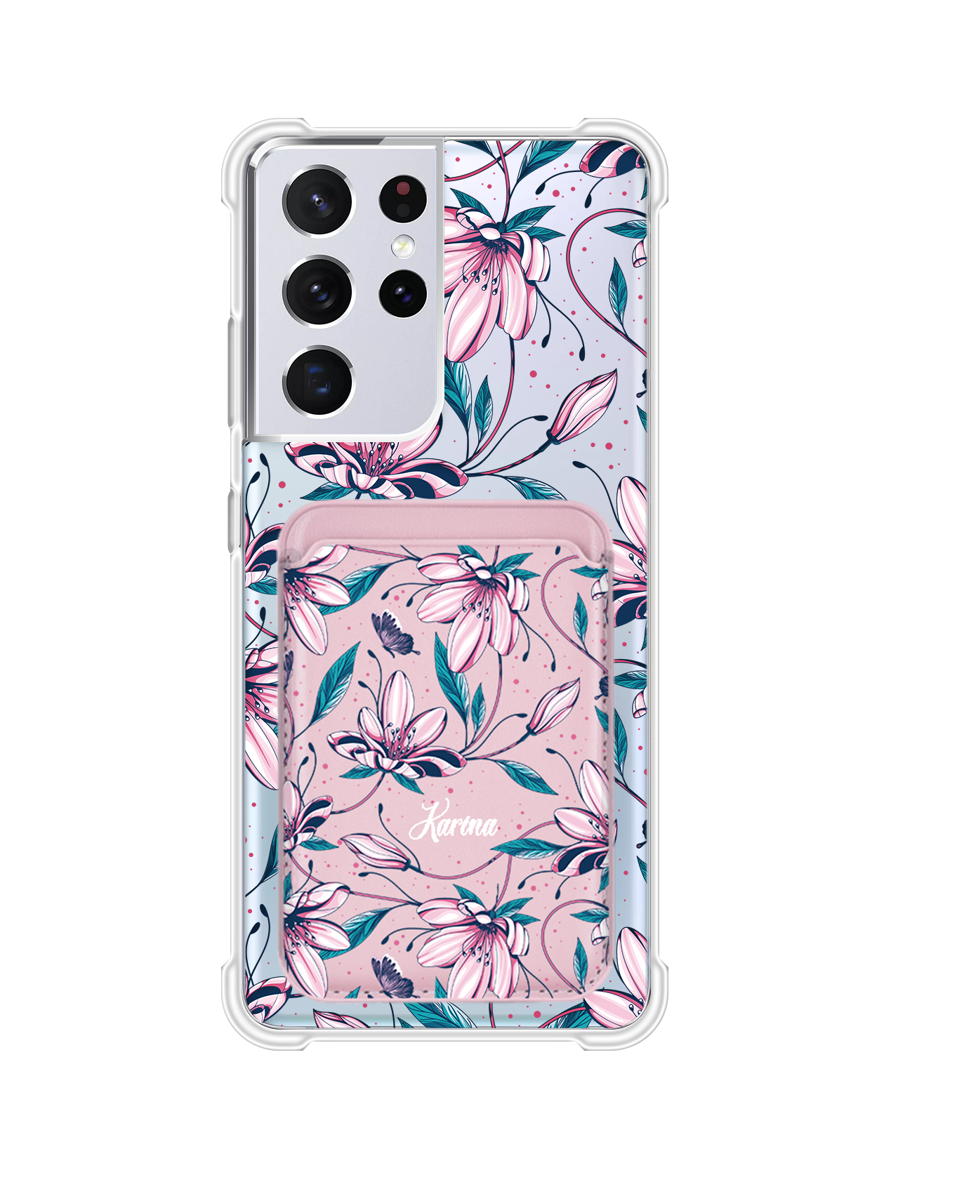 Android Magnetic Wallet Case - Pink Tulip