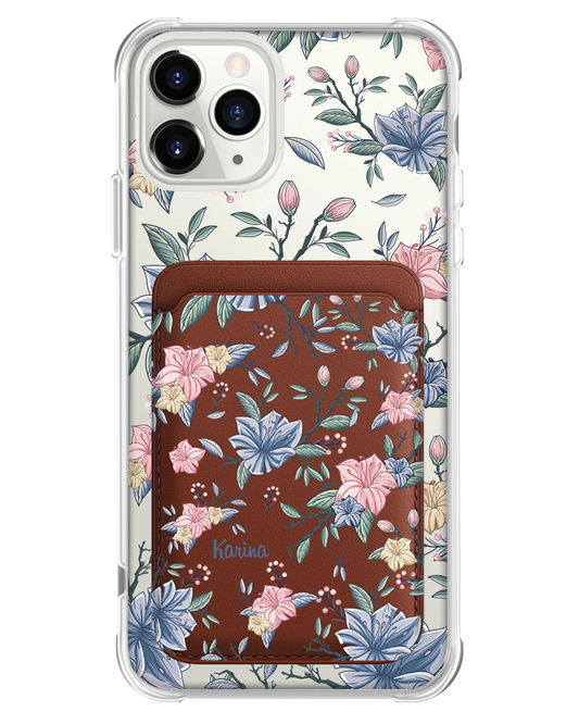 iPhone Magnetic Wallet Case - Pink & Blue Florals