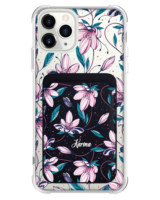 iPhone Magnetic Wallet Case - Pink Tulip