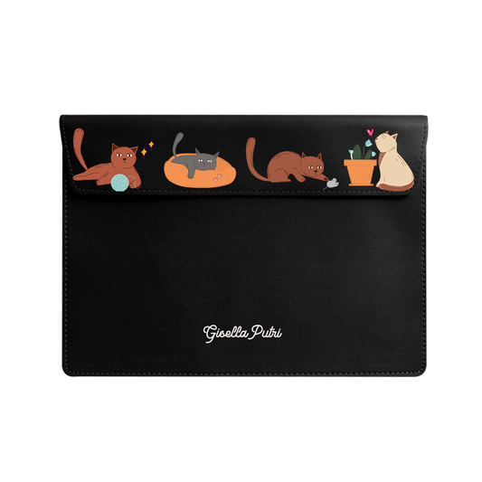 Vegan Leather Sleeve - Playful Cat 1.0