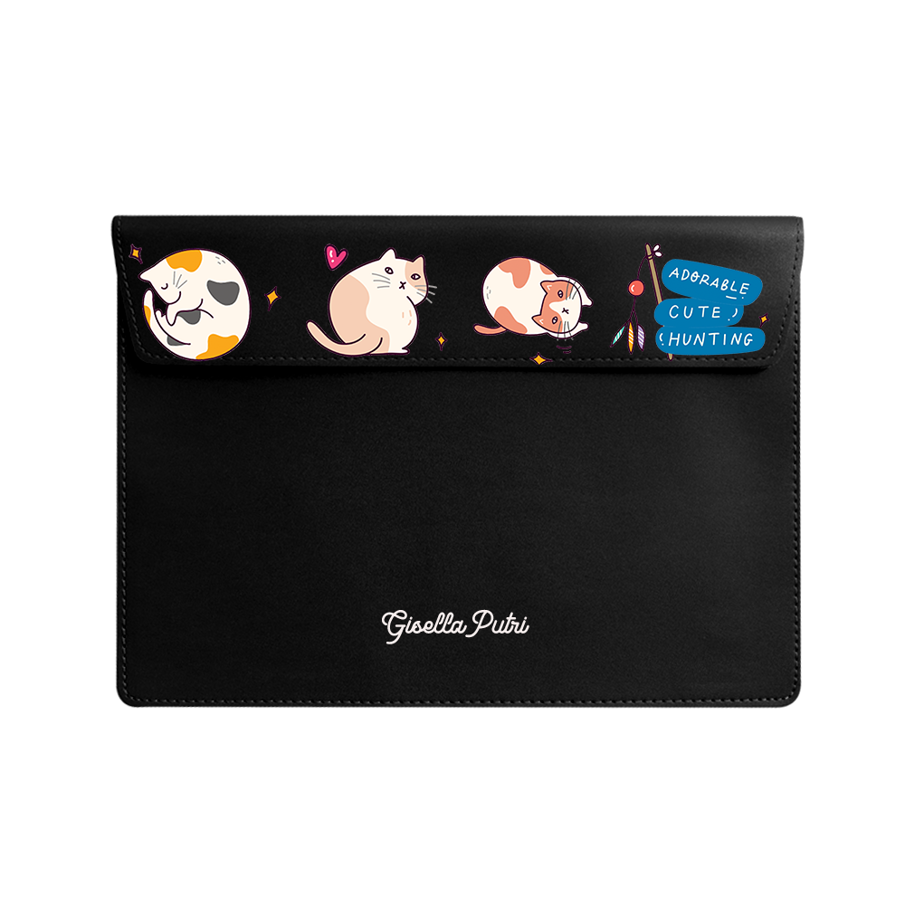 Vegan Leather Sleeve - Playful Cat 2.0