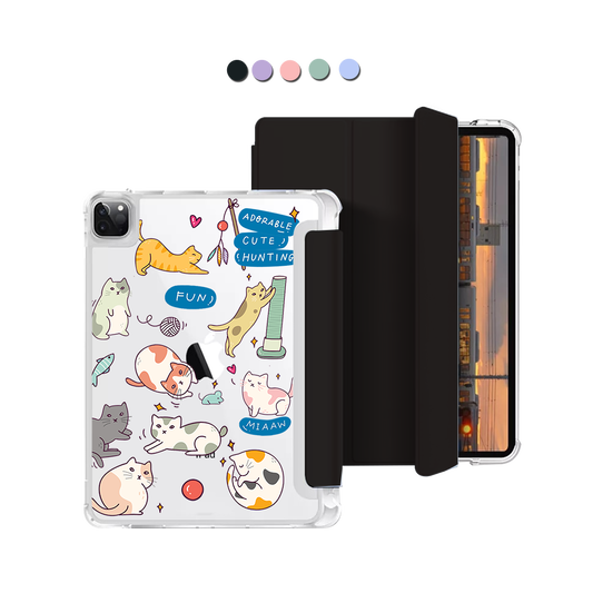 iPad Macaron Flip Cover - Playful Cat 2.0