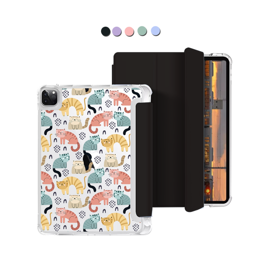 iPad Macaron Flip Cover - Rainbow Meow 1.0