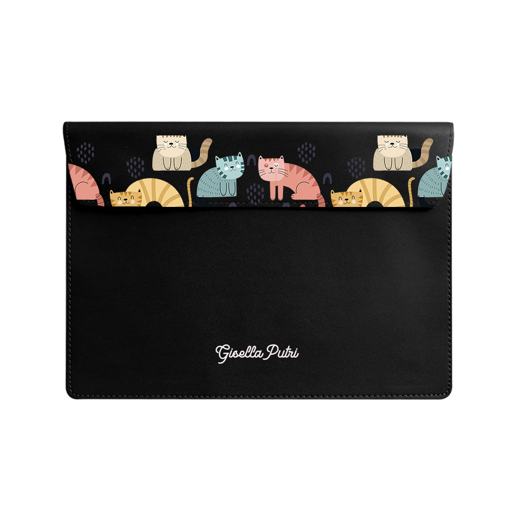 Vegan Leather Sleeve - Rainbow Meow