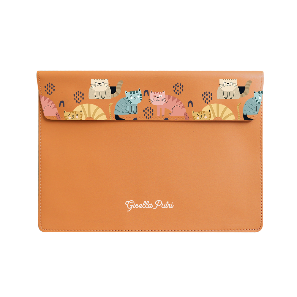 Vegan Leather Sleeve - Rainbow Meow