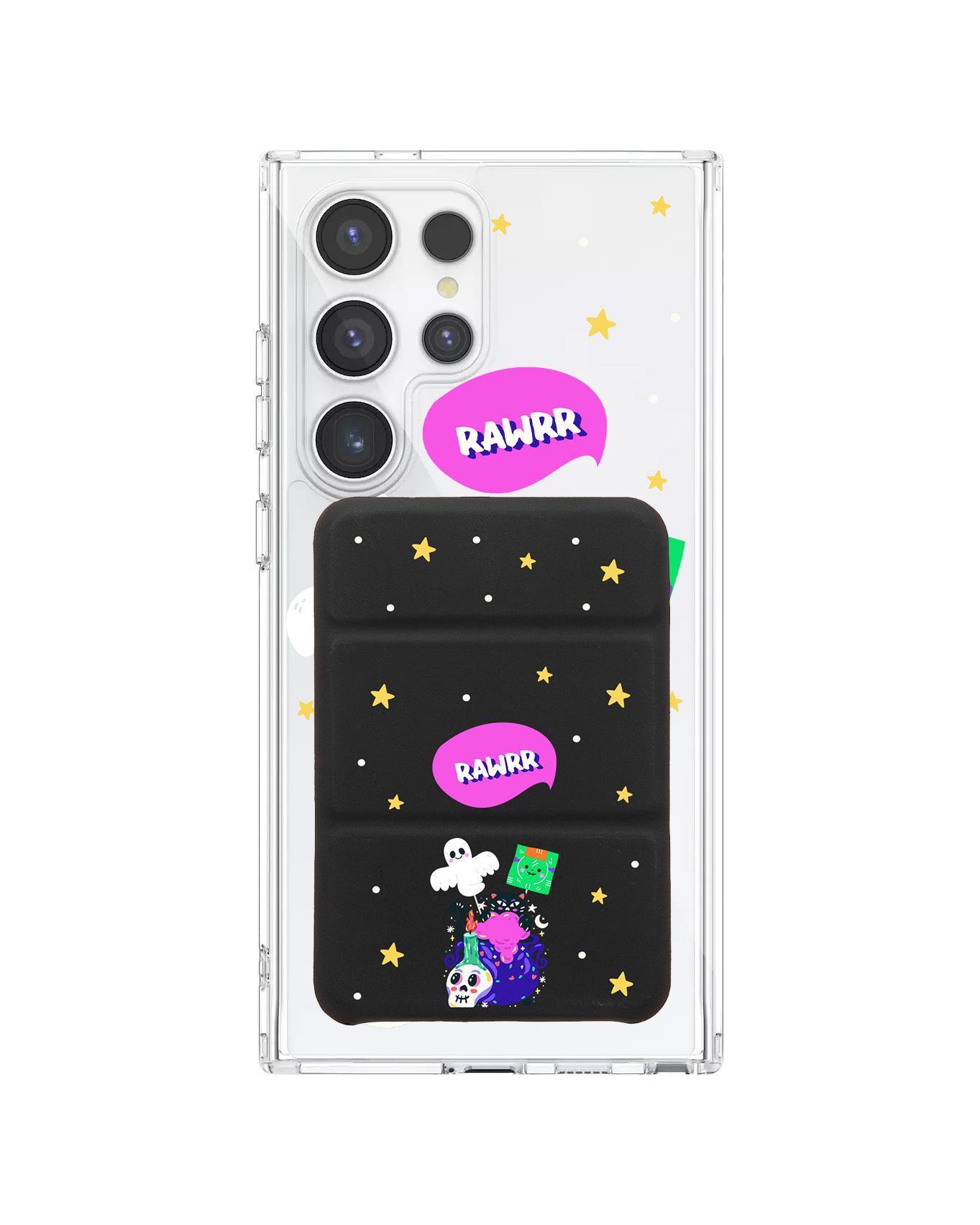 Android Magnetic Trifold Wallet Case - Cat Monster