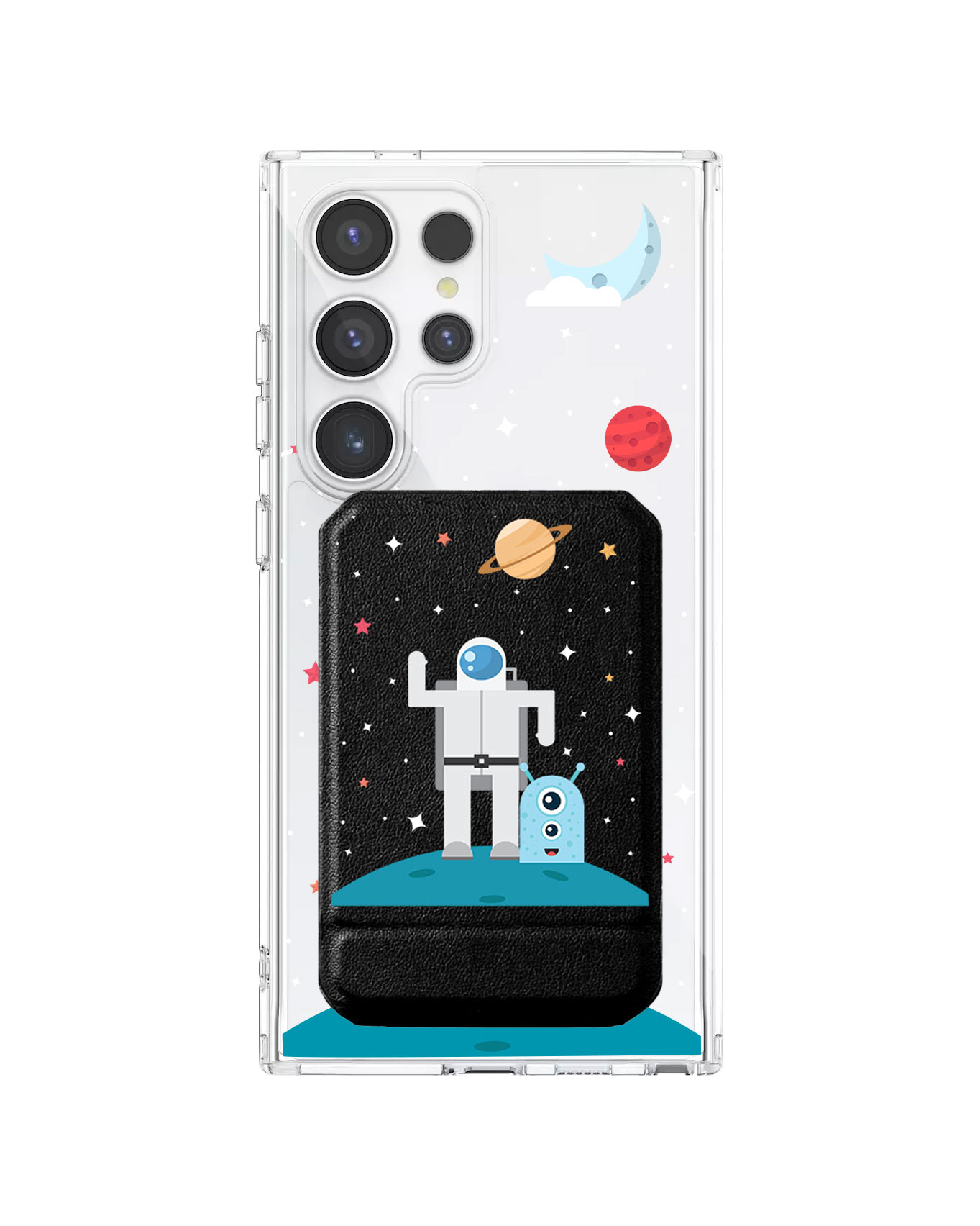 Android Magnetic Multifold Wallet - Blue Alien