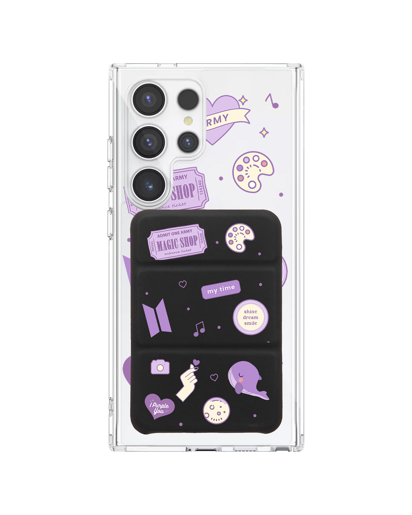 Android Magnetic Trifold Wallet Case - BTS Sticker Pack