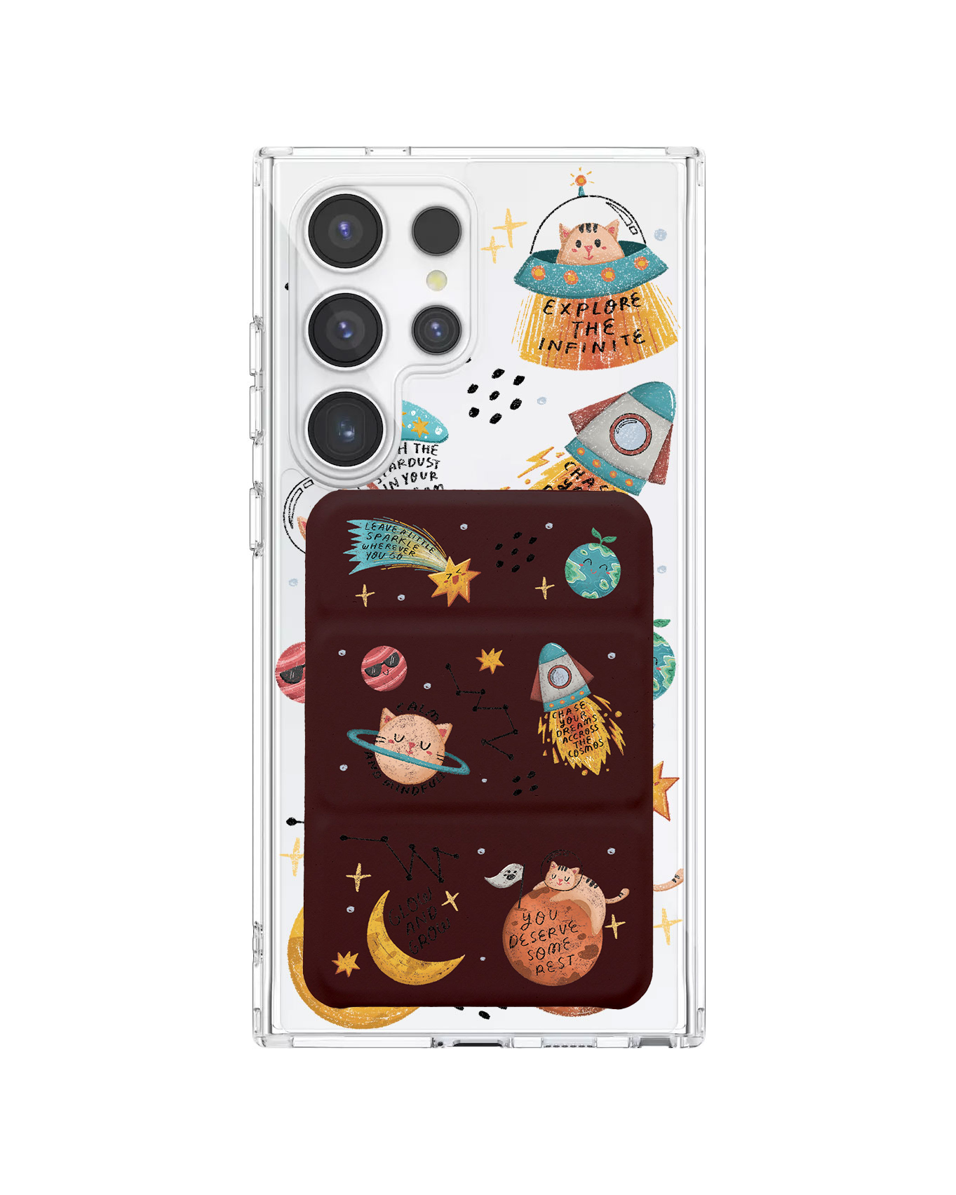 Android Magnetic Trifold Wallet Case - Spaceship