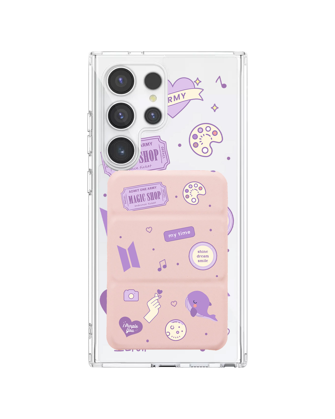 Android Magnetic Trifold Wallet Case - BTS Sticker Pack