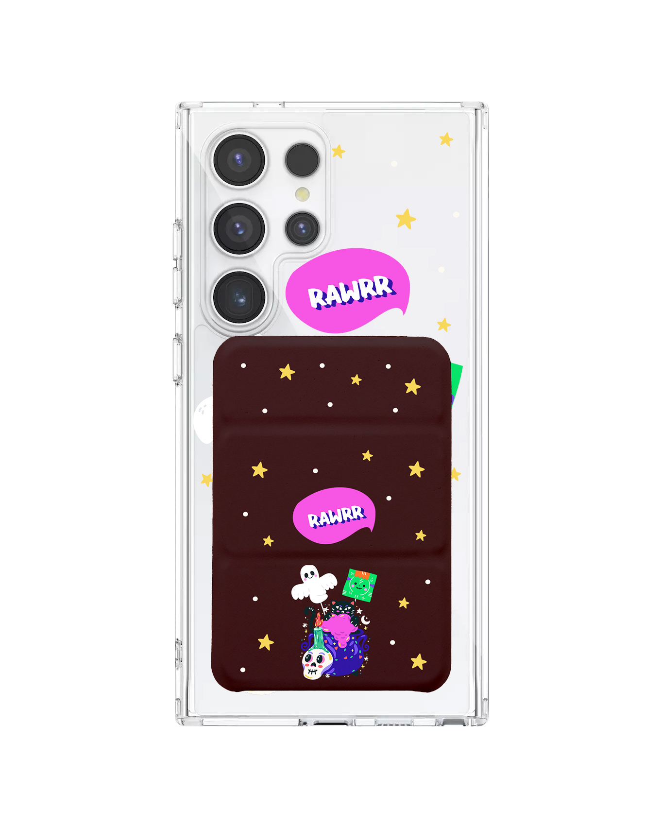 Android Magnetic Trifold Wallet Case - Cat Monster