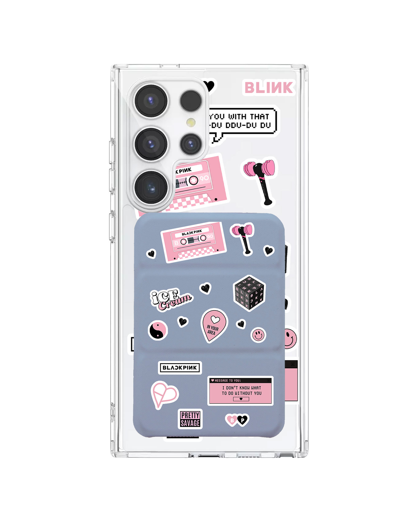 Android Magnetic Trifold Wallet Case - Blackpink Sticker Pack