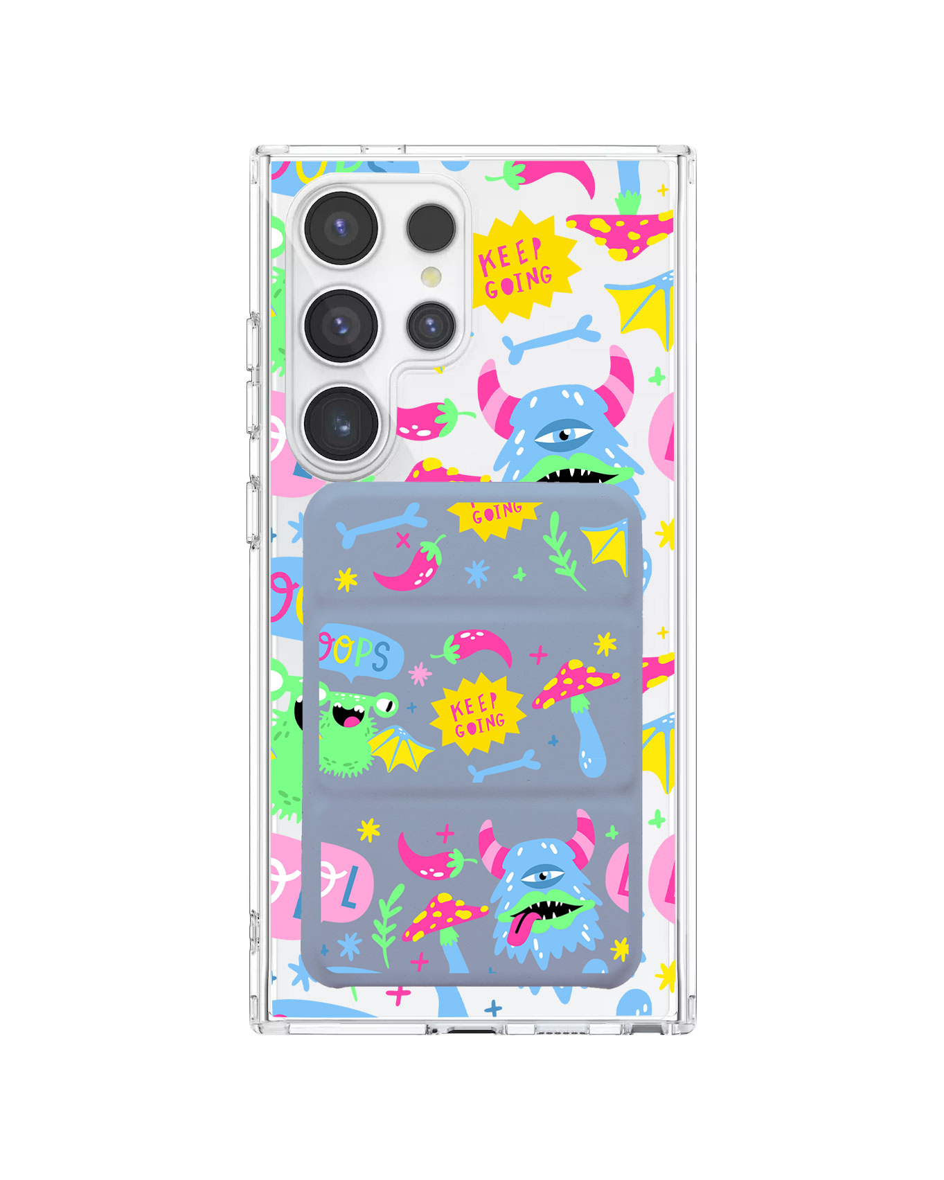 Android Magnetic Trifold Wallet Case - Monster Say Keep Going
