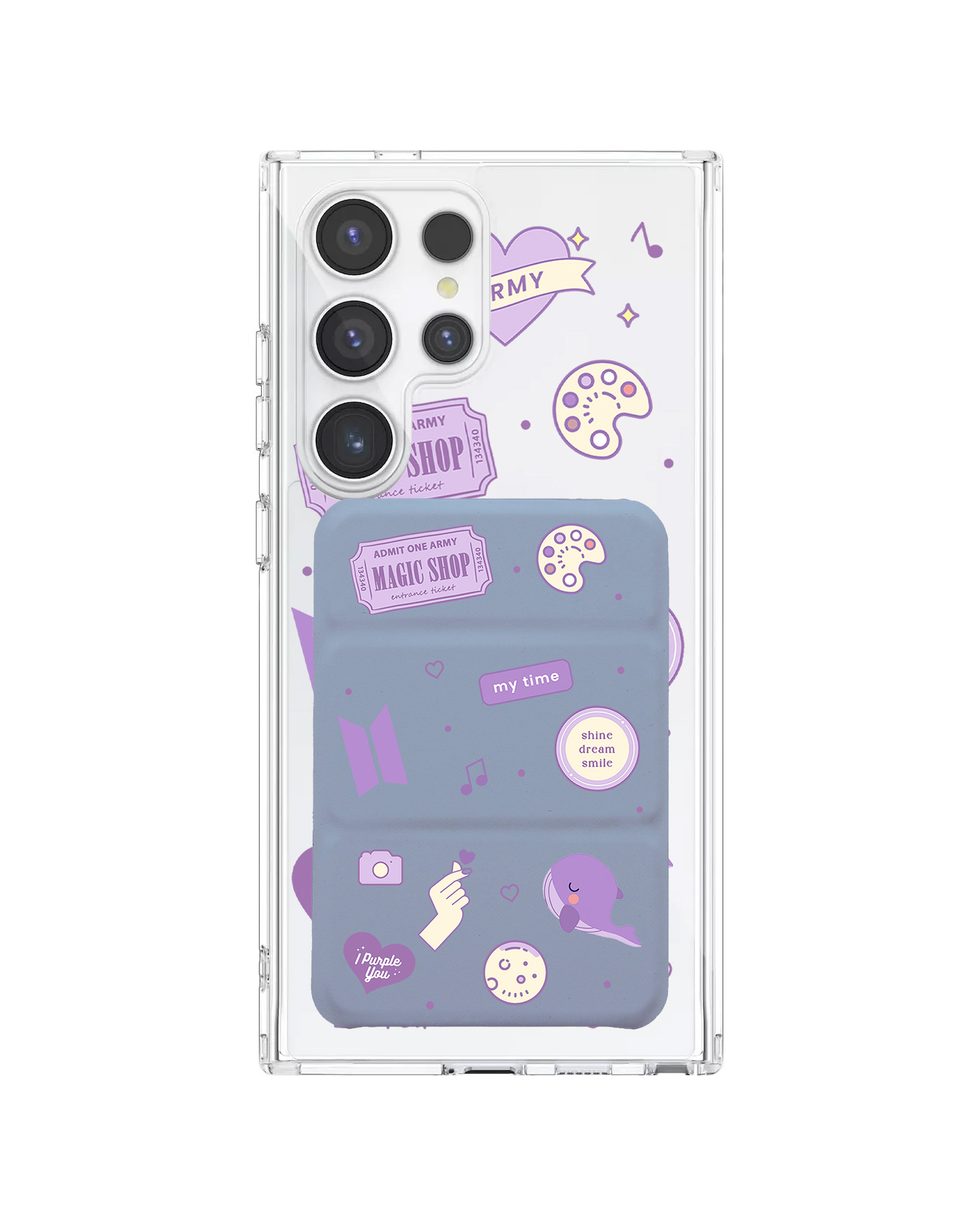 Android Magnetic Trifold Wallet Case - BTS Sticker Pack