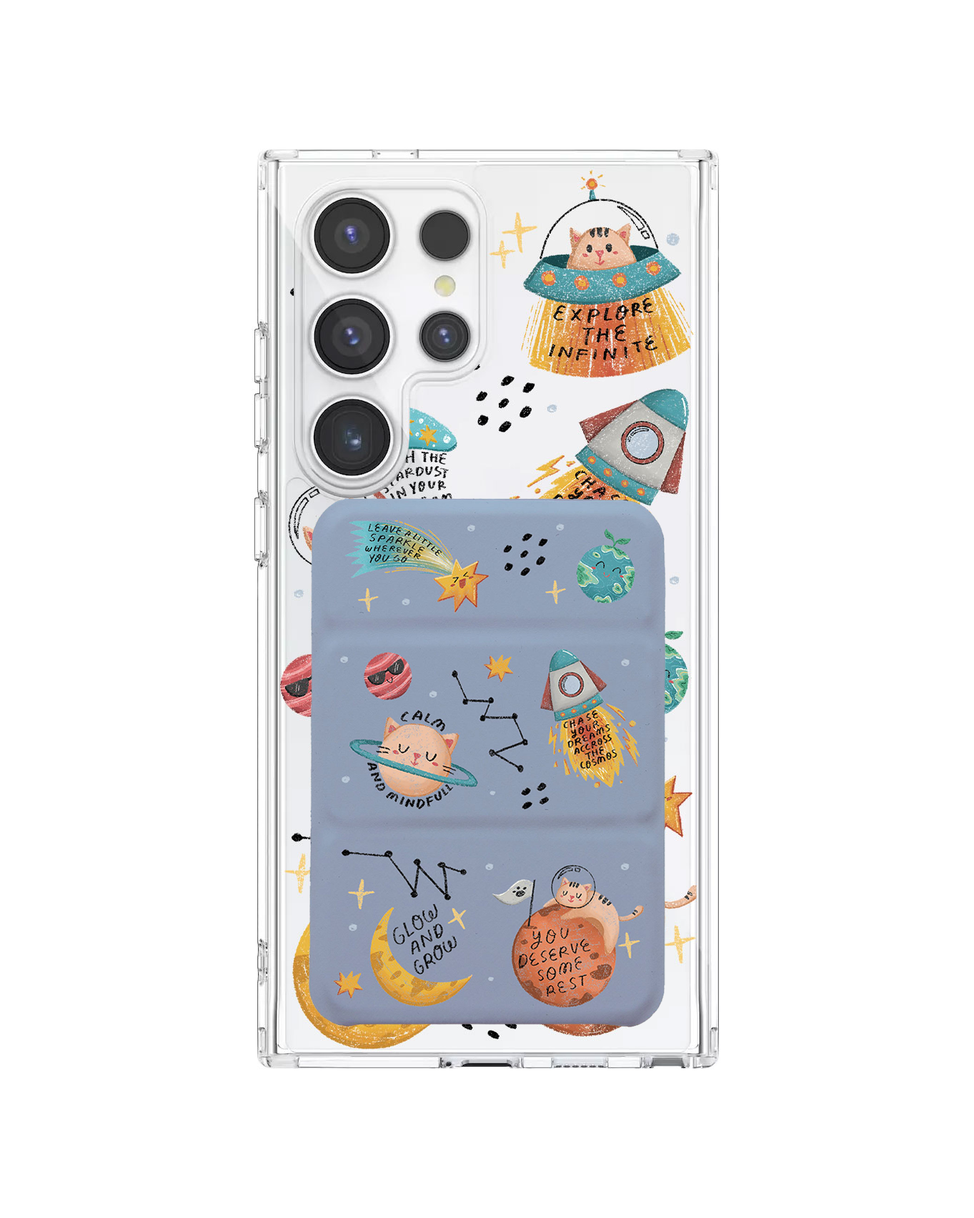 Android Magnetic Trifold Wallet Case - Spaceship