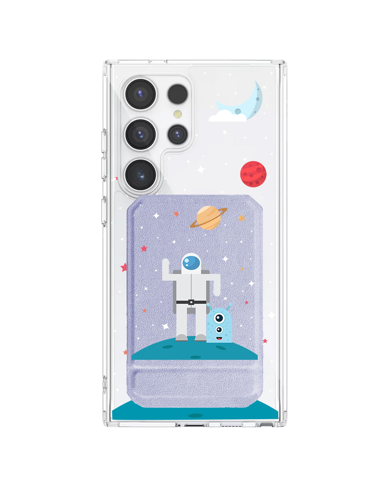 Android Magnetic Multifold Wallet - Blue Alien