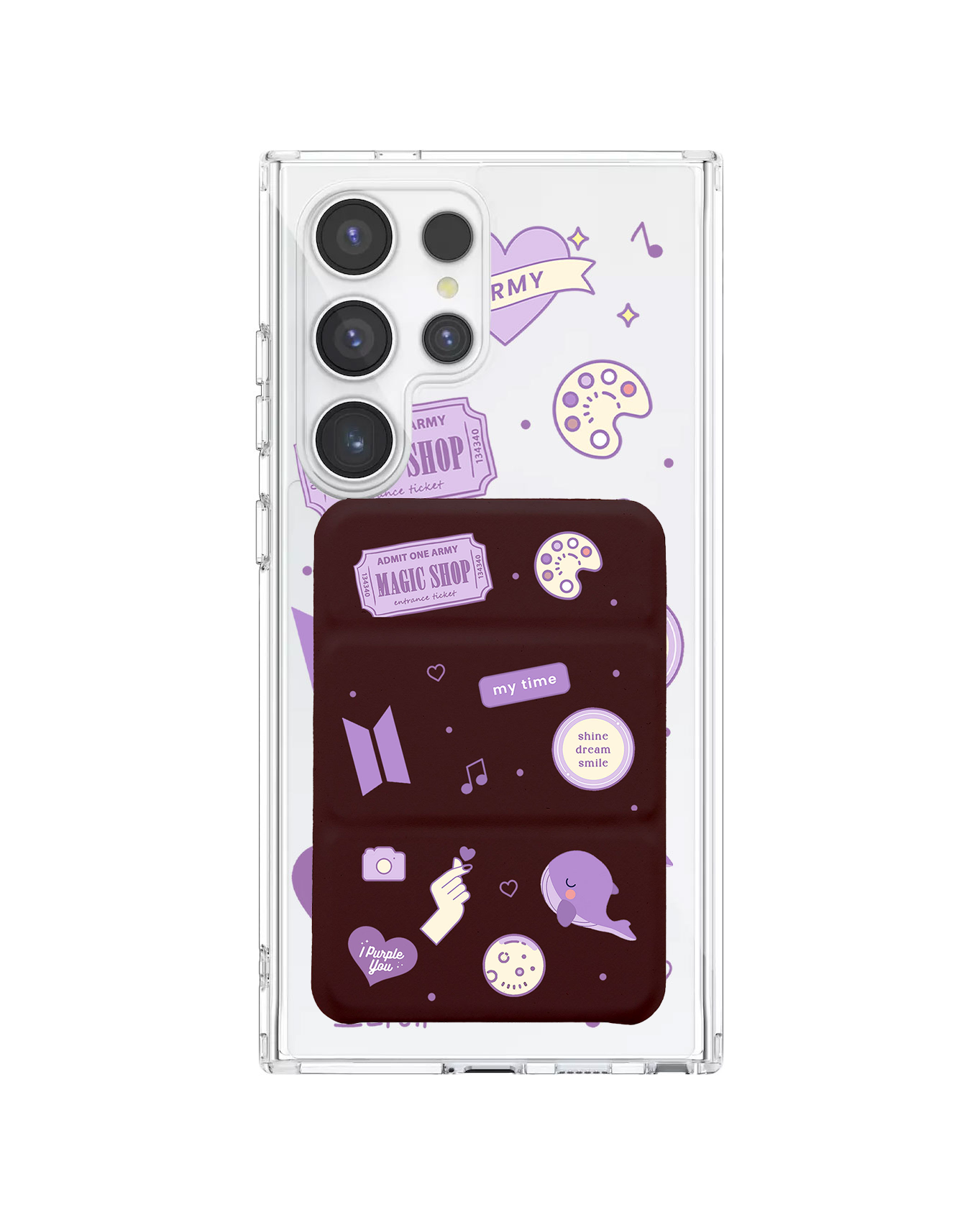 Android Magnetic Trifold Wallet Case - BTS Sticker Pack