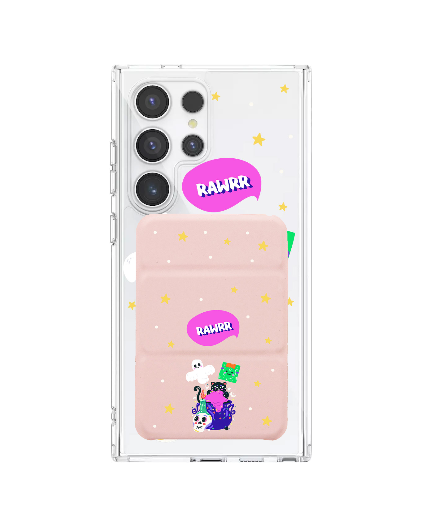 Android Magnetic Trifold Wallet Case - Cat Monster