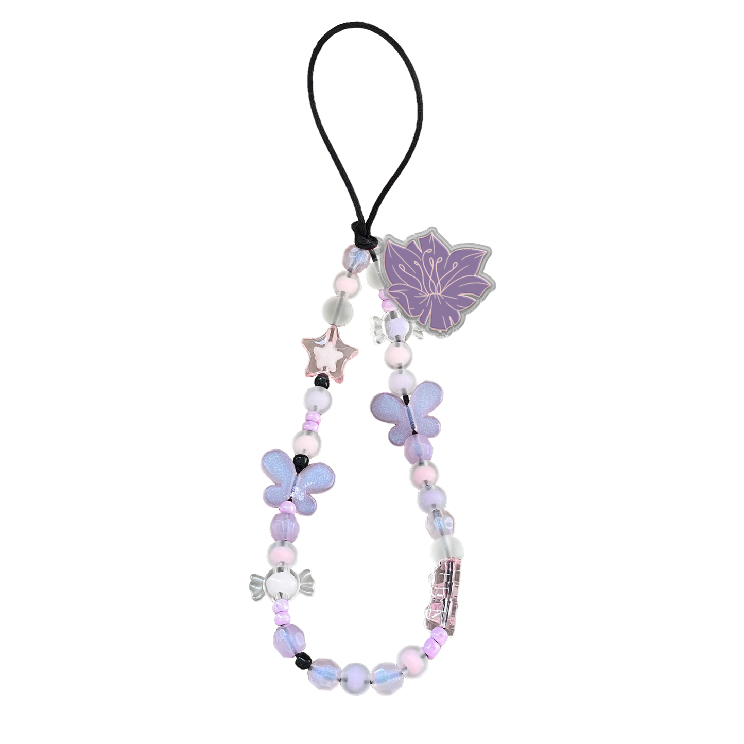 Beaded Strap with Acrylic Charm - Sketchy Flower 4.0