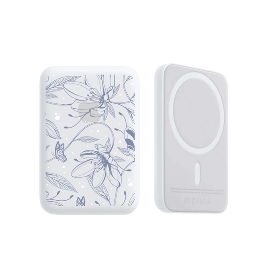 Magnetic Wireless Powerbank - Sketchy Flower & Butterfly 2.0