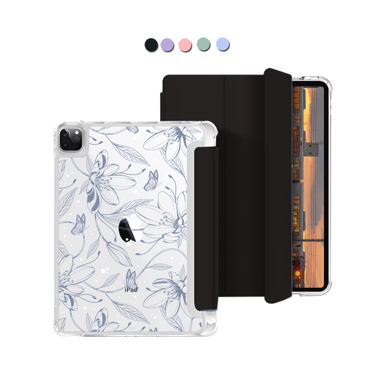 iPad Macaron Flip Cover - Sketchy Flower & Butterfly 2.0