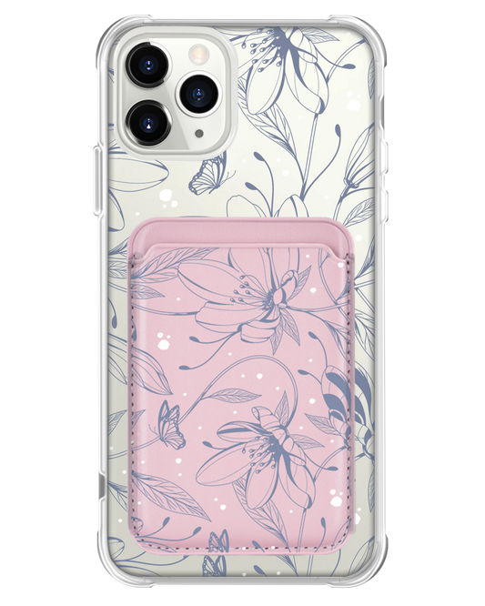 iPhone Magnetic Wallet Case - Sketchy Flower & Butterfly 2.0
