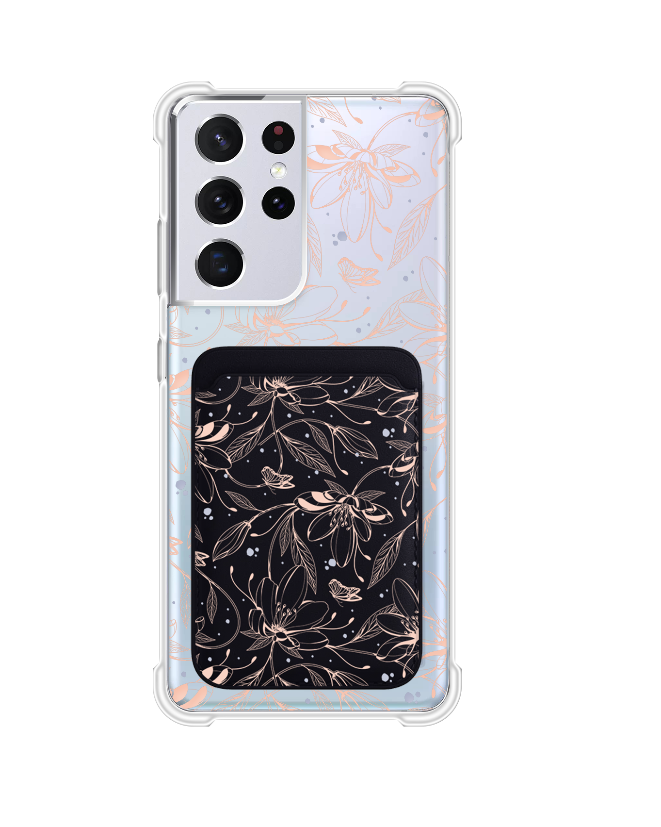 Android Magnetic Wallet Case - Sketchy Flower & Butterfly 1.0
