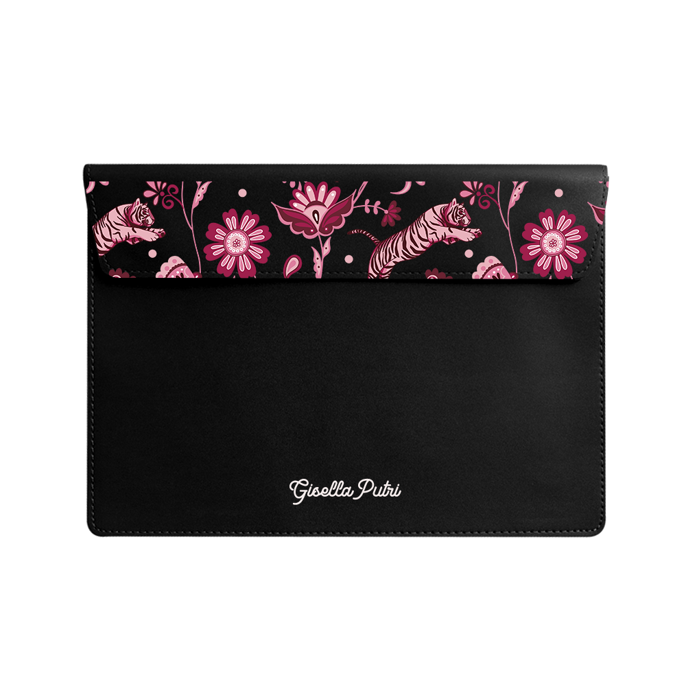 Vegan Leather Sleeve - Tiger & Floral 2.0