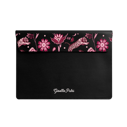 Vegan Leather Sleeve - Tiger & Floral 2.0