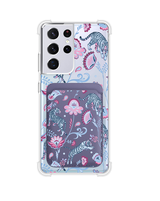 Android Magnetic Wallet Case - Tiger & Floral 3.0