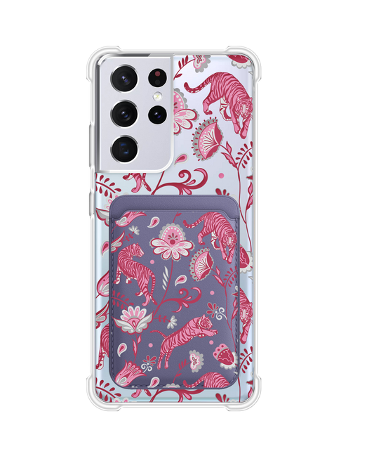Android Magnetic Wallet Case - Tiger & Floral 7.0