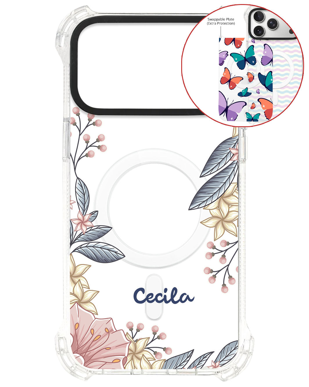 Magsafe Swappable Plate - Pink Floral