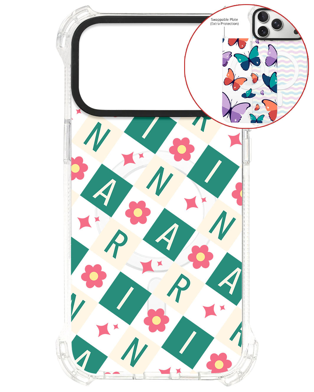 Magsafe Swappable Plate - CUSTOM MONOGRAM 3.0 Flower Grid 4.0