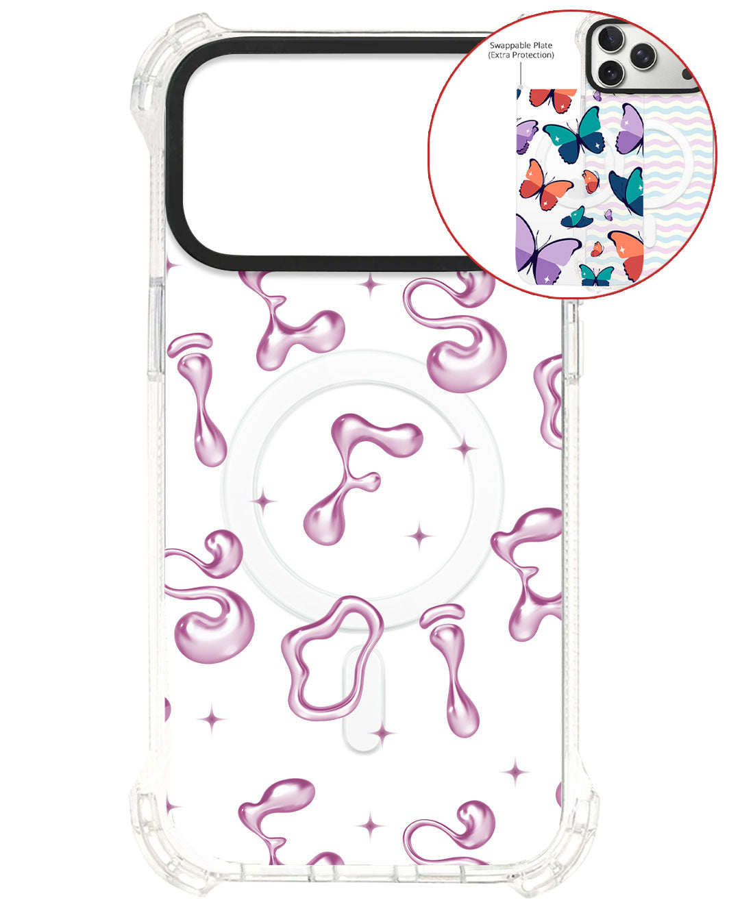 Magsafe Swappable Plate - Pink Chrome Monogram