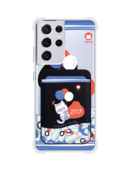 Android Magnetic Wallet Case - White Kitty