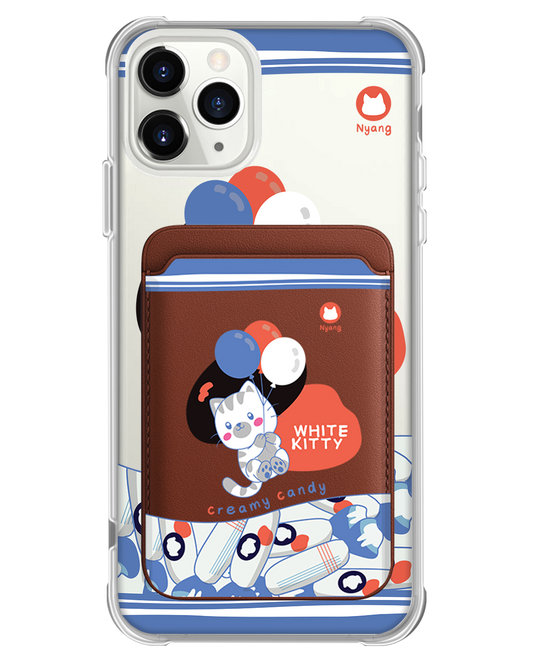 iPhone Magnetic Wallet Case - White Kitty