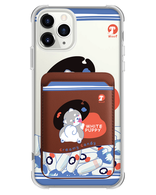 iPhone Magnetic Wallet Case - White Puppy