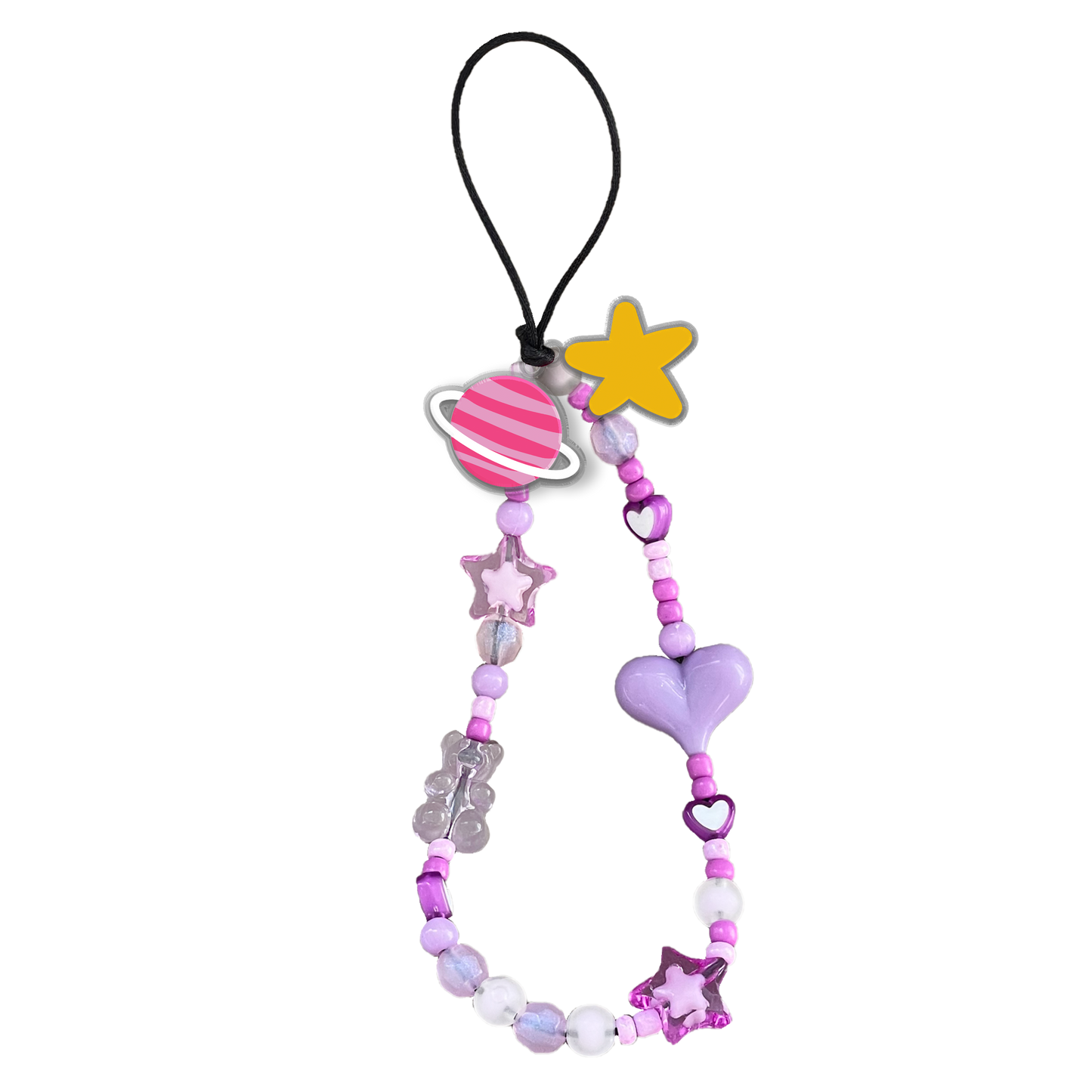 Beaded Strap with Acrylic Charm - Abstract Planet 3.0