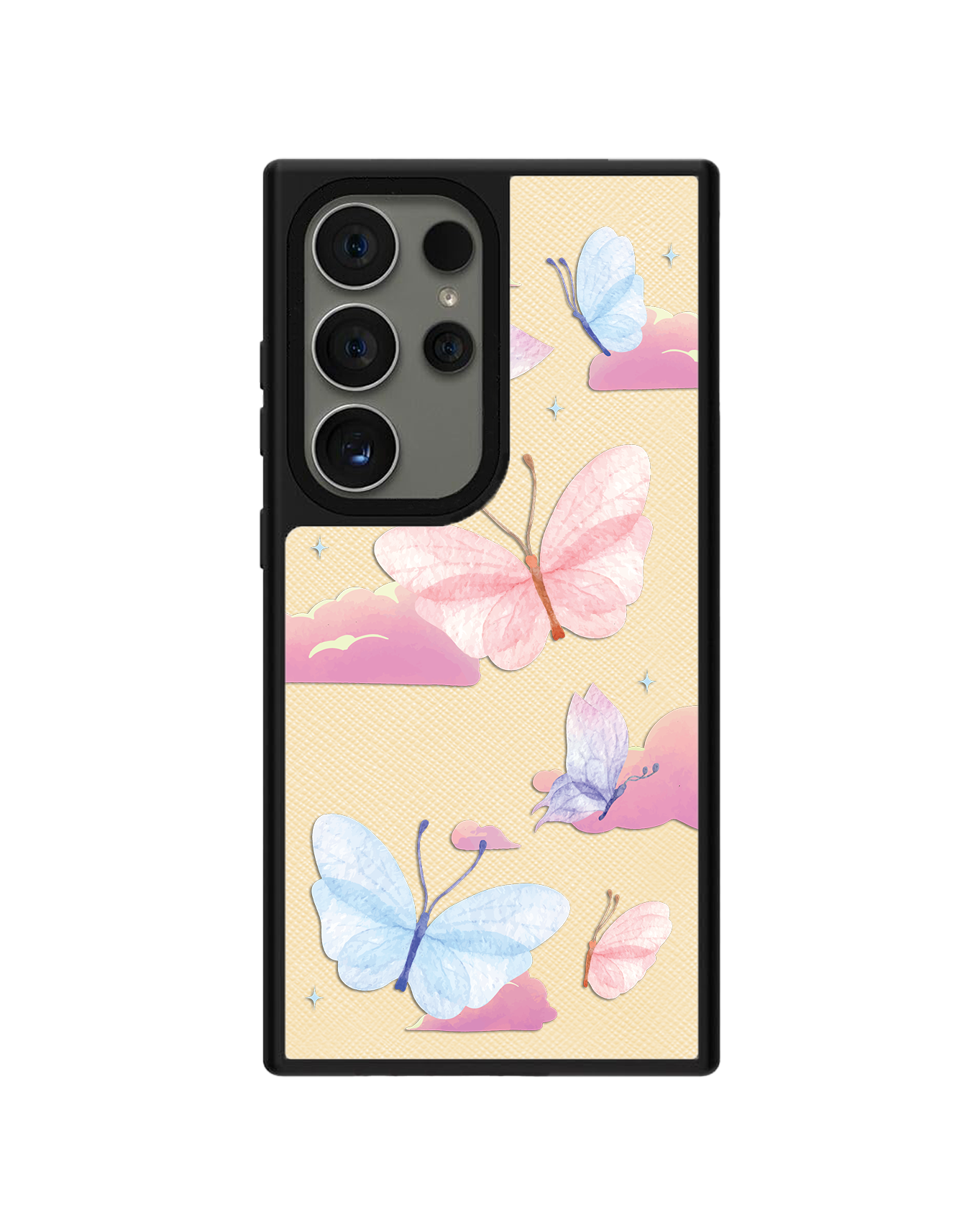 Android Leather Grip - Butterfly & Clouds