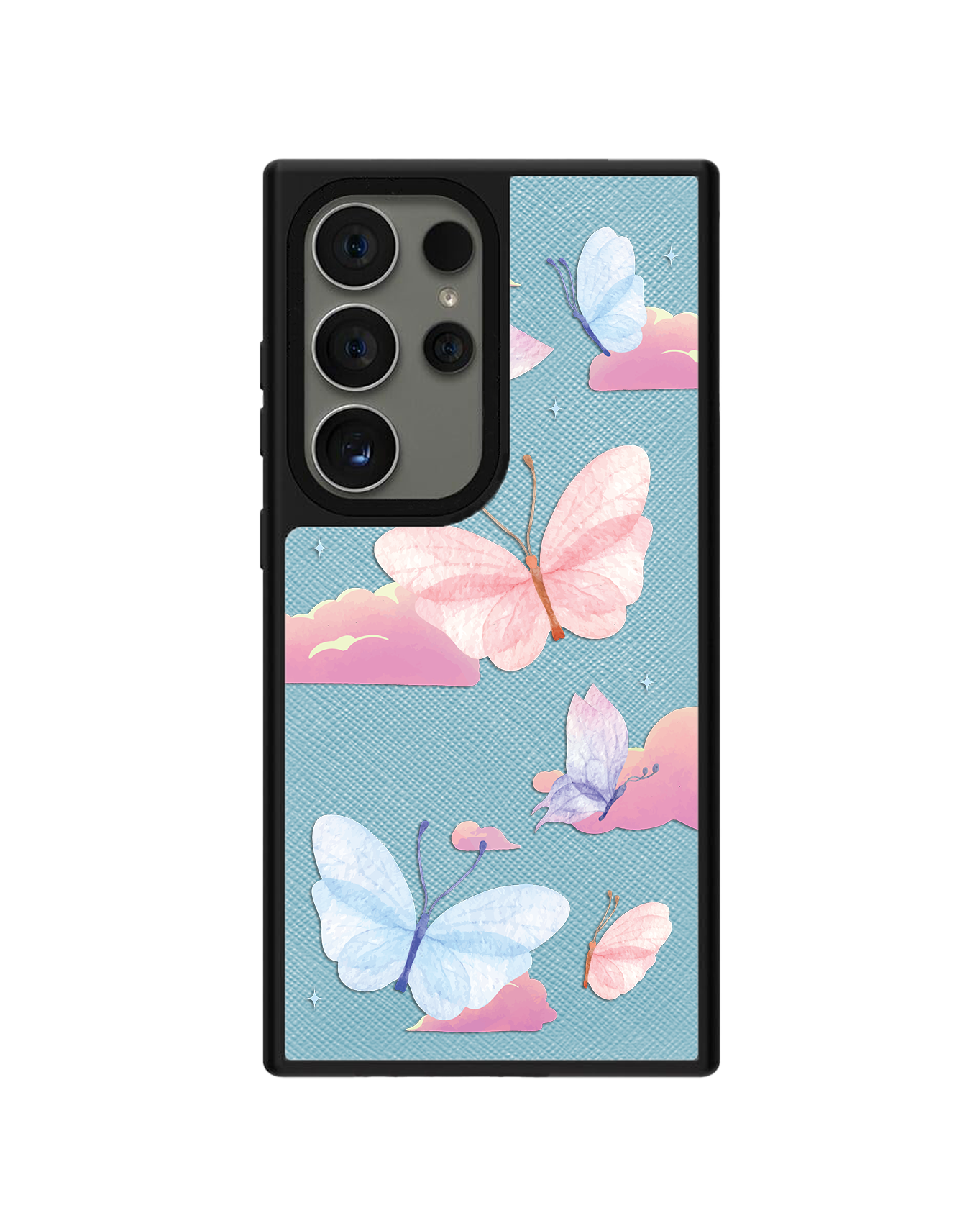 Android Leather Grip - Butterfly & Clouds