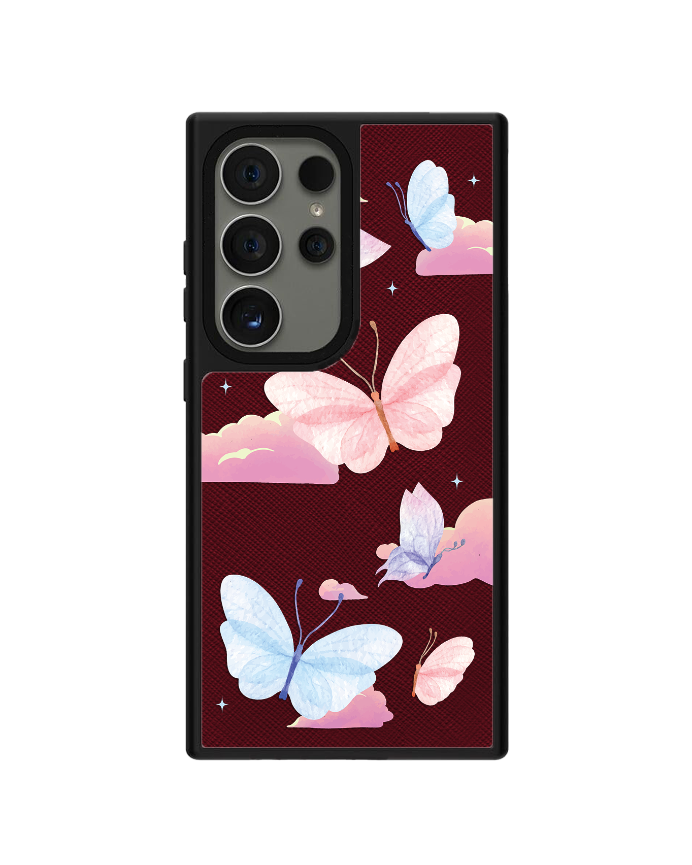 Android Leather Grip - Butterfly & Clouds