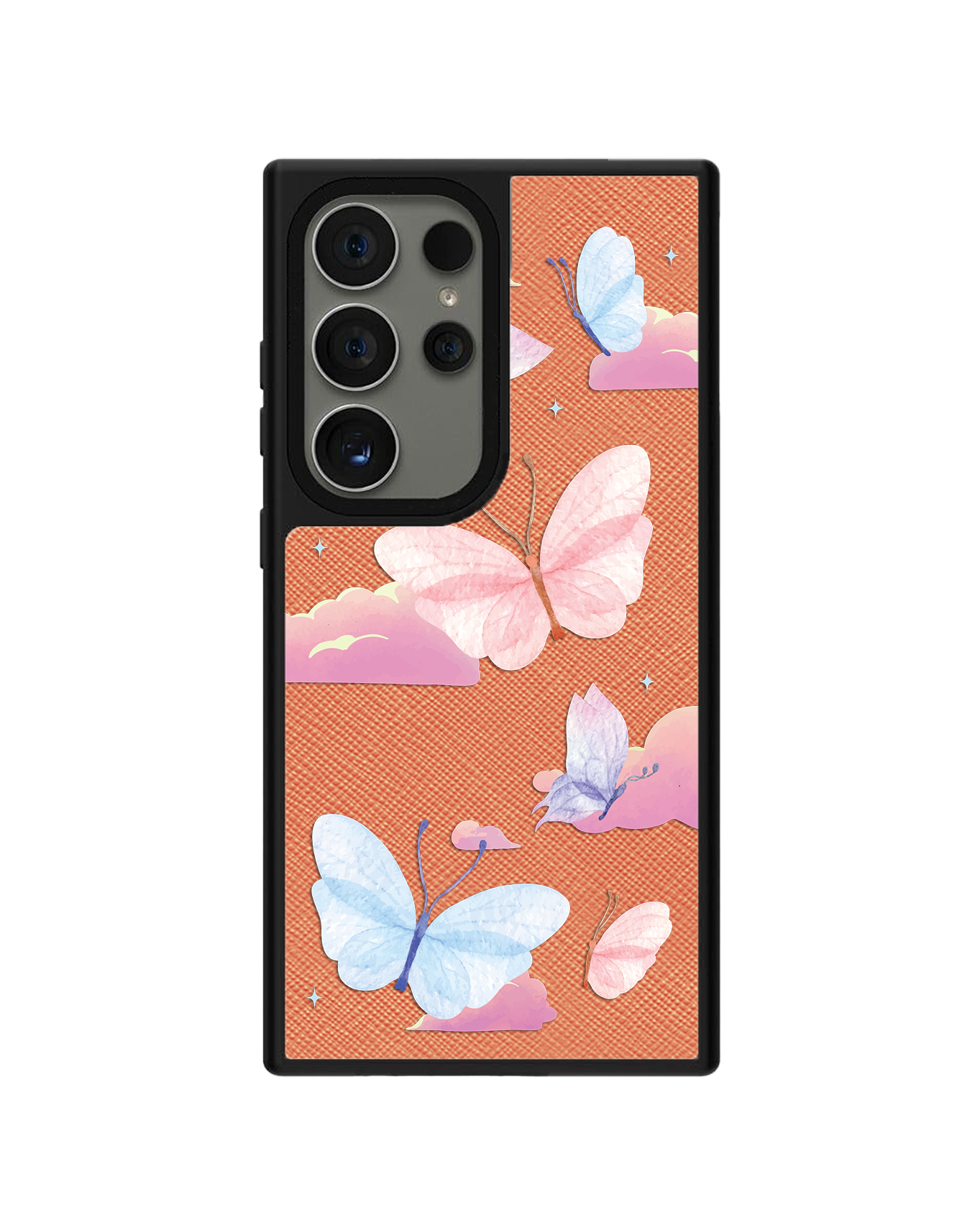 Android Leather Grip - Butterfly & Clouds