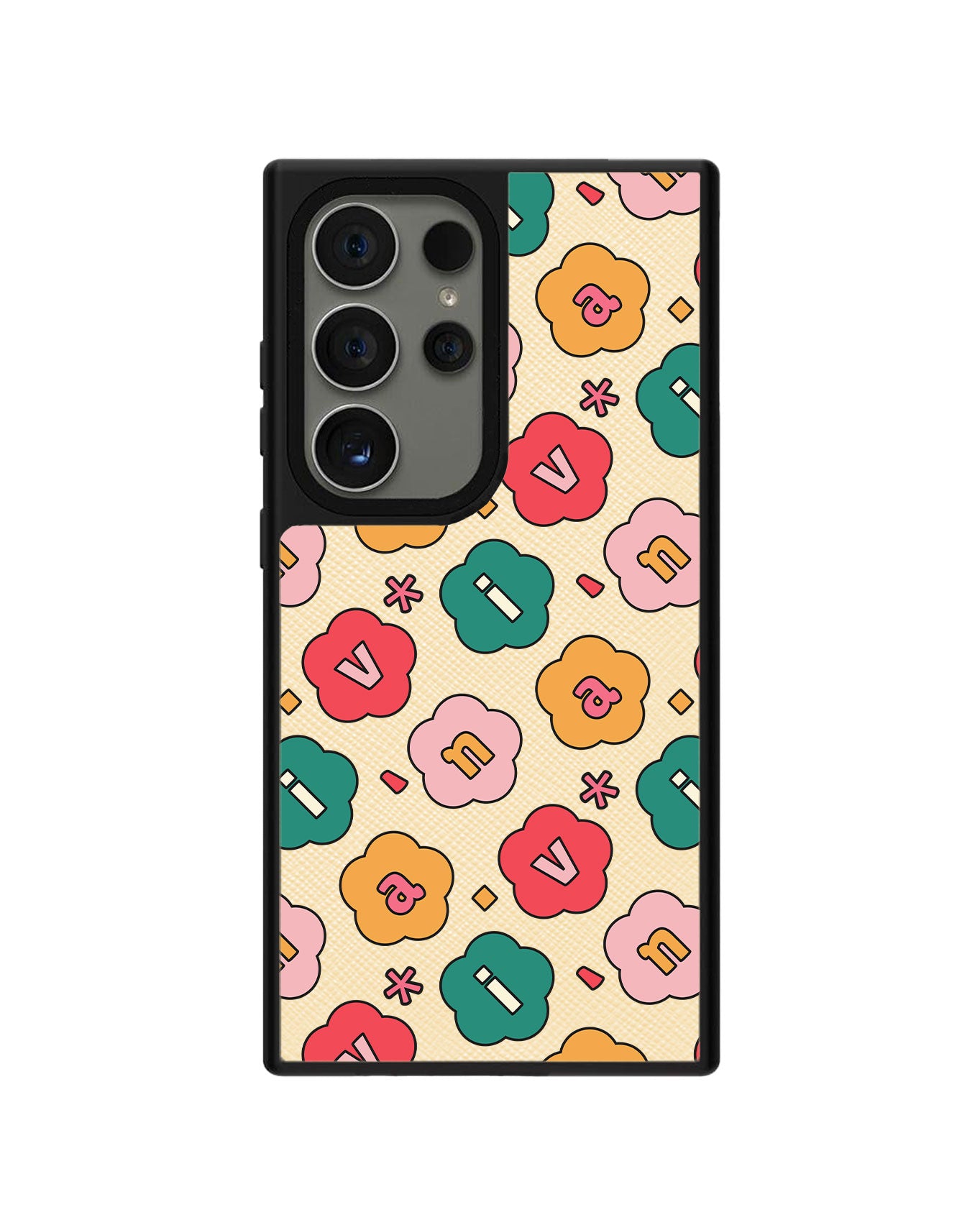 Android Leather Grip - CUSTOM MONOGRAM 3.0 Flower Petals 3.0
