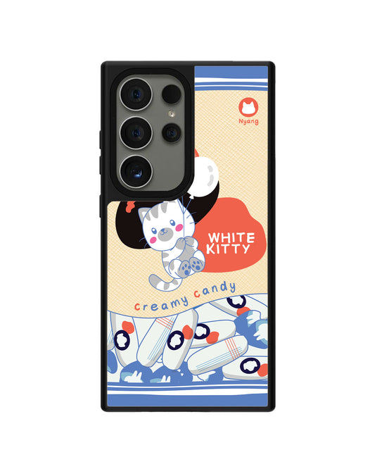 Android Leather Grip - White Kitty